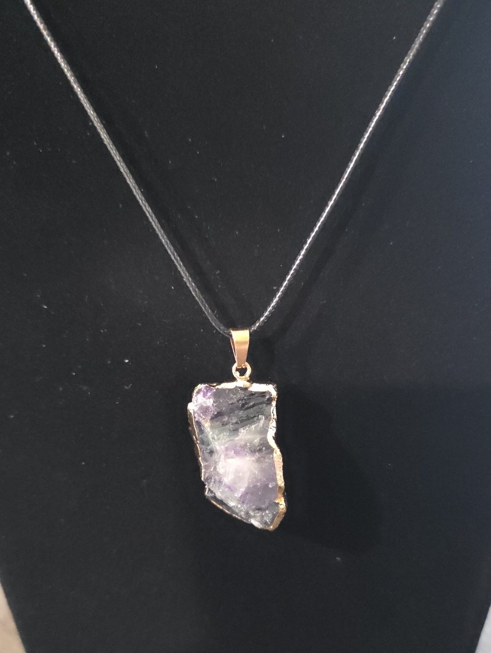 Faceted Purple Crystal Pendant Necklace with Gold Accent